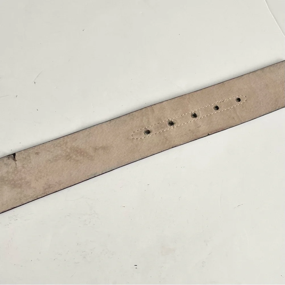 Brown Suede Floral Embroidered Belt with Silver Buckle - Picture 9 of 12